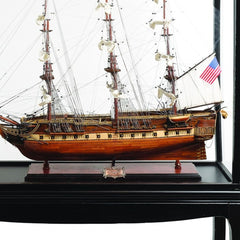 69" Wood Brown 1797 USS Constitution Large Floor Hand Painted Decorative Boat with Case