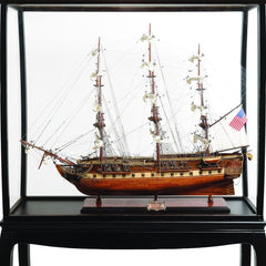 69" Wood Brown 1797 USS Constitution Large Floor Hand Painted Decorative Boat with Case