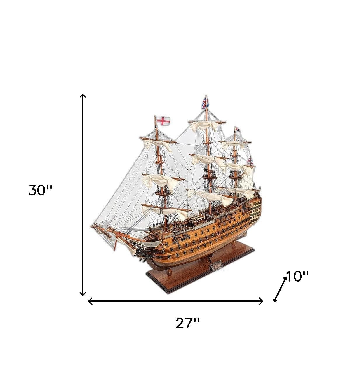 27" HMS Victory Hand Painted Ship Sculpture - Homeroots - Flyclothing LLC