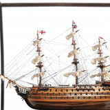 30" Wood Brown HMS Victory Medium Open Front Display Case Boat Hand Painted Decorative Boat - Homeroots