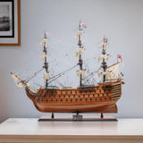 36" Wood Brown HMS Victory Hand Painted Decorative Boat - Homeroots