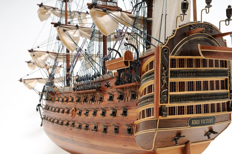36" Wood Brown HMS Victory Hand Painted Decorative Boat