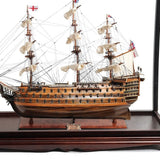 39" Wood Brown HMS Victory Large Table Top Display Hand Painted Decorative Boat - Homeroots