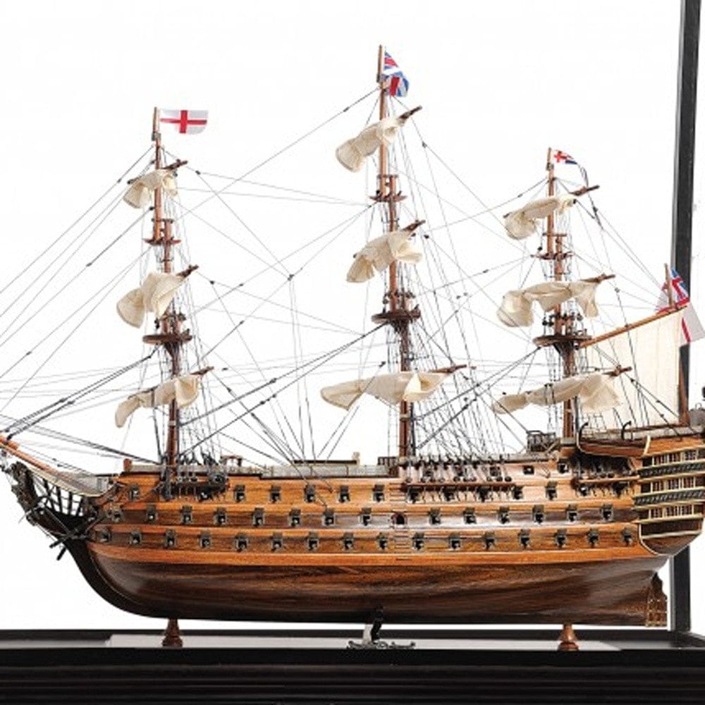 69" Wood Brown HMS Victory Large Floor Display Boat Hand Painted Decorative Boat - Homeroots
