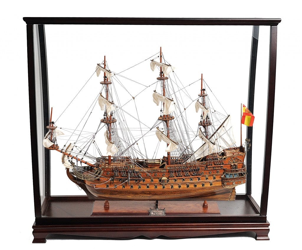 39" Wood Brown San Felipe Large Table Top Display Hand Painted Decorative Boat - Homeroots - Flyclothing LLC