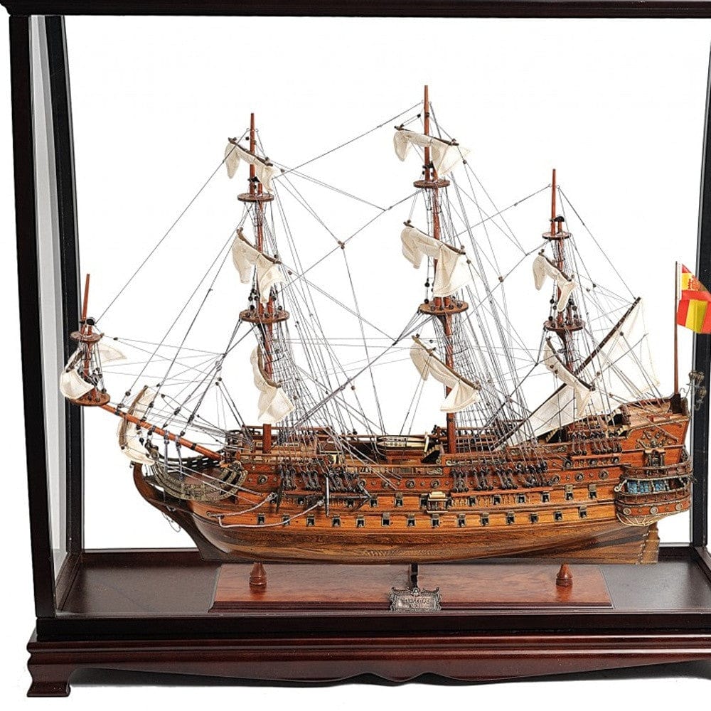 39" Wood Brown San Felipe Large Table Top Display Hand Painted Decorative Boat - Homeroots - Flyclothing LLC