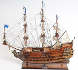 27" Wood Brown Solei Royal Medium Boat Hand Painted Decorative Boat - Homeroots - Flyclothing LLC