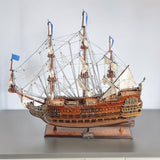 27" Wood Brown Solei Royal Medium Boat Hand Painted Decorative Boat - Homeroots - Flyclothing LLC