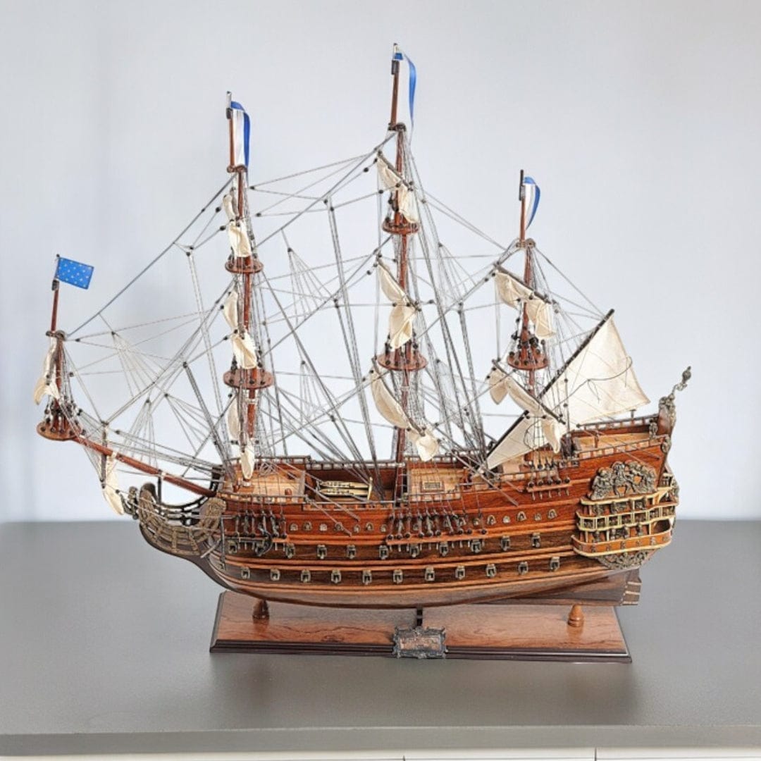 27" Wood Brown Solei Royal Medium Boat Hand Painted Decorative Boat - Homeroots - Flyclothing LLC