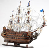 27" Wood Brown Solei Royal Medium Boat Hand Painted Decorative Boat - Homeroots - Flyclothing LLC