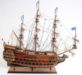 27" Wood Brown Solei Royal Medium Boat Hand Painted Decorative Boat - Homeroots - Flyclothing LLC