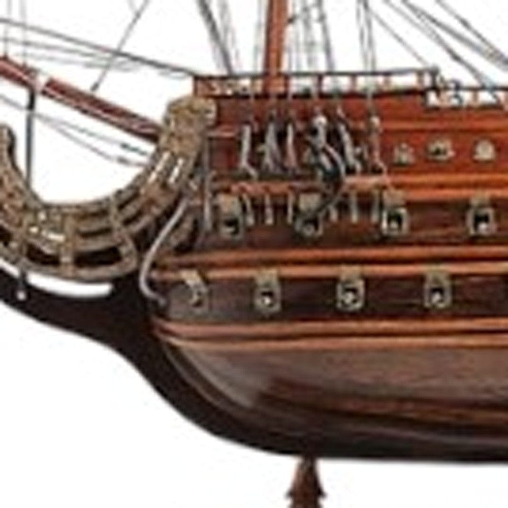 33" Brown Solei Royal Boat Hand Painted Decorative Boat - Homeroots - Flyclothing LLC