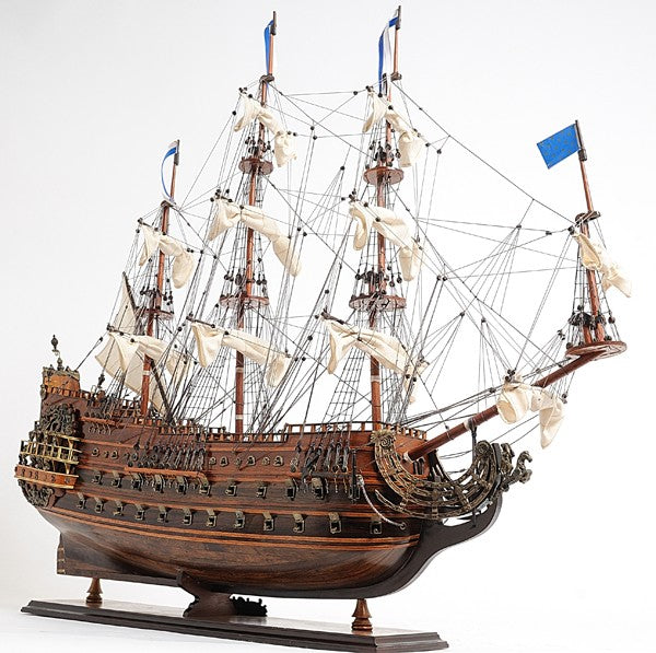 33" Brown Solei Royal Boat Hand Painted Decorative Boat