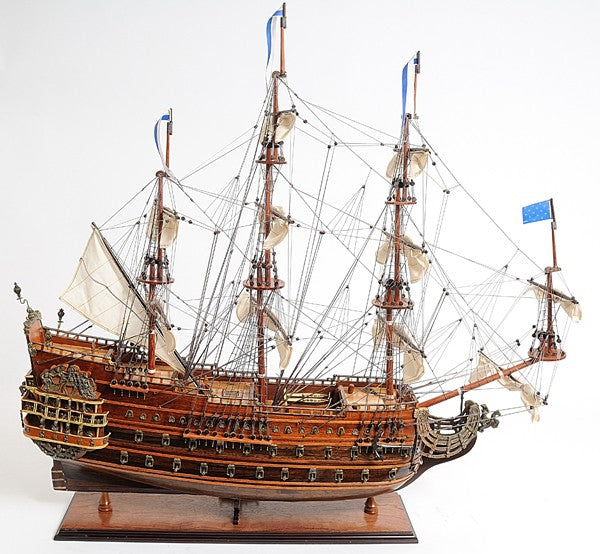 33" Brown Solei Royal Boat Hand Painted Decorative Boat