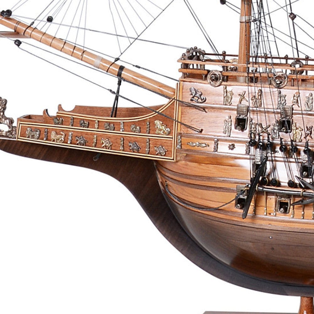 33" Wood Brown Sovereign of the Seas Hand Painted Boat Sculpture - Homeroots - Flyclothing LLC