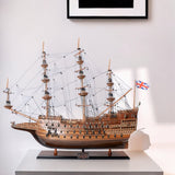 33" Wood Brown Sovereign of the Seas Hand Painted Boat Sculpture - Homeroots - Flyclothing LLC