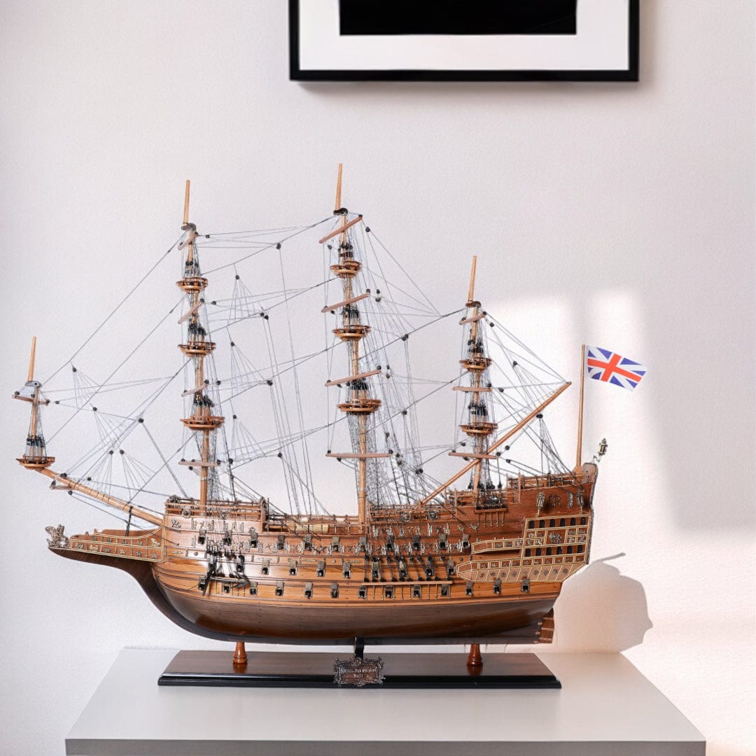 33" Wood Brown Sovereign of the Seas Hand Painted Boat Sculpture - Homeroots - Flyclothing LLC