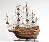 33" Wood Brown Sovereign of the Seas Hand Painted Boat Sculpture - Homeroots - Flyclothing LLC