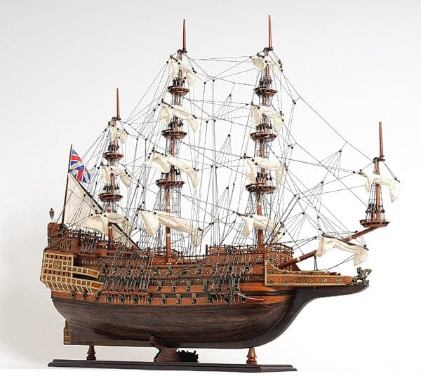 33" Wood Brown Sovereign of the Seas Hand Painted Boat Sculpture - Homeroots - Flyclothing LLC