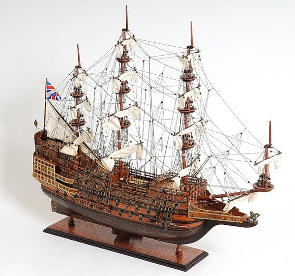 33" Wood Brown Sovereign of the Seas Hand Painted Boat Sculpture - Homeroots - Flyclothing LLC