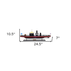 11" Black and Red 1862 USS Monitor Boat Hand Painted Decorative Boat
