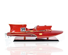 7" Red Manufactured Wood Hand Painted Decorative Boat - Homeroots