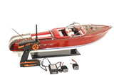 10" Red White And Brown Manufactured Wood Hand Painted Decorative Boat - Homeroots