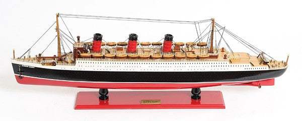 12" Black and Red RMS Queen Mary Large Boat Hand Painted Decorative Boat - Homeroots - Flyclothing LLC