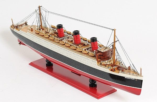 12" Black and Red RMS Queen Mary Large Boat Hand Painted Decorative Boat - Homeroots - Flyclothing LLC
