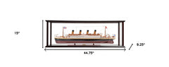 15" Black and Red 1912 RMS Titanic Large Display Case Boat Hand Painted Decorative Boat