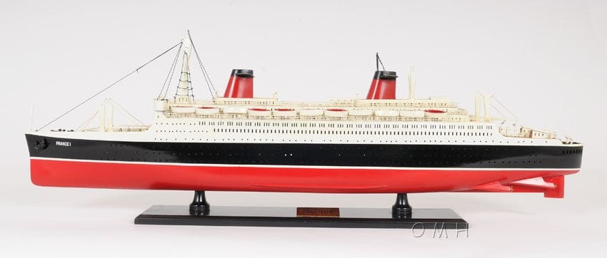 11" Black and Red SS France Boat Hand Painted Decorative Boat - Homeroots - Flyclothing LLC