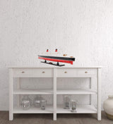 11" Black and Red SS France Boat Hand Painted Decorative Boat - Homeroots - Flyclothing LLC