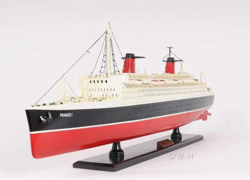 11" Black and Red SS France Boat Hand Painted Decorative Boat - Homeroots - Flyclothing LLC