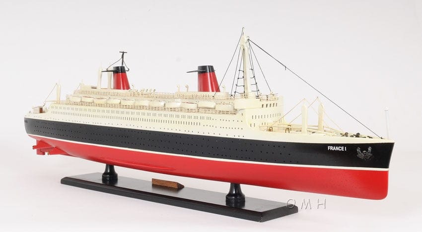 11" Black and Red SS France Boat Hand Painted Decorative Boat - Homeroots - Flyclothing LLC