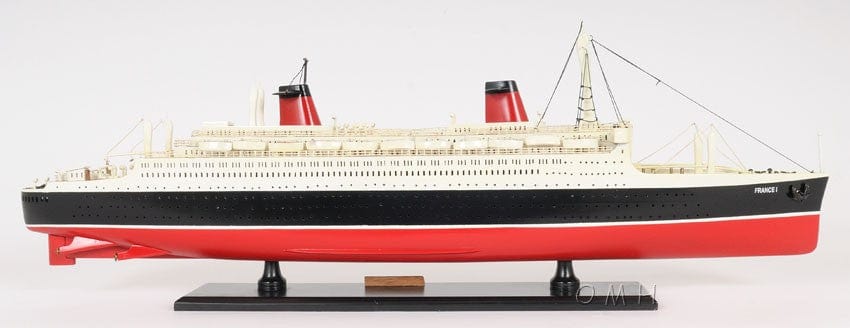 11" Black and Red SS France Boat Hand Painted Decorative Boat - Homeroots - Flyclothing LLC
