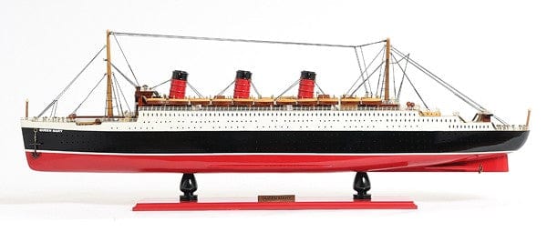 5" Black and Red RMS Queen Mary Boat Hand Painted Decorative Boat - Homeroots - Flyclothing LLC
