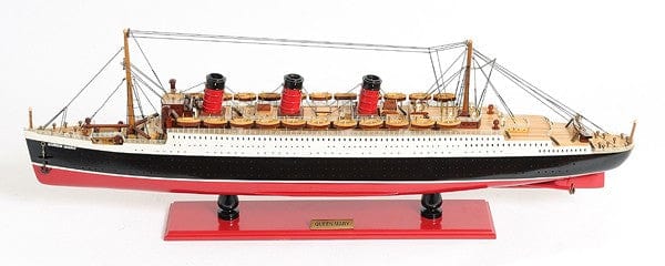 5" Black and Red RMS Queen Mary Boat Hand Painted Decorative Boat - Homeroots - Flyclothing LLC