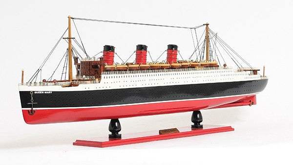 5" Black and Red RMS Queen Mary Boat Hand Painted Decorative Boat - Homeroots - Flyclothing LLC