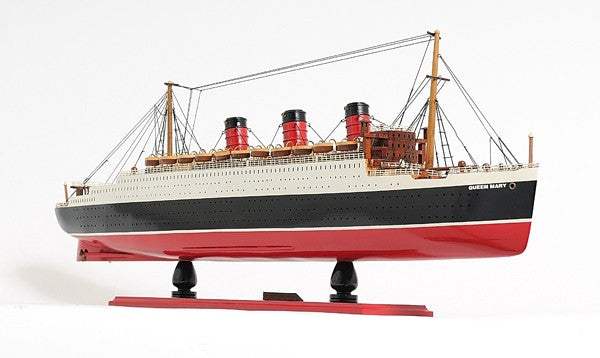 5" Black and Red RMS Queen Mary Boat Hand Painted Decorative Boat - Homeroots - Flyclothing LLC