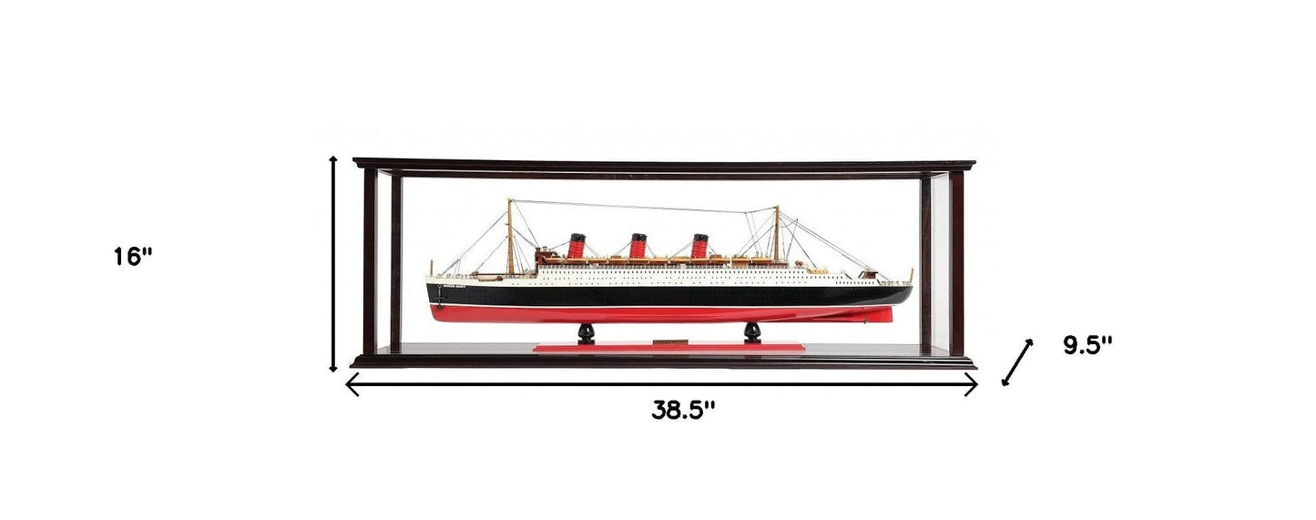 16" Black and Red RMS Queen Mary Medium Display Case Boat Hand Painted Decorative Boat - Homeroots - Flyclothing LLC