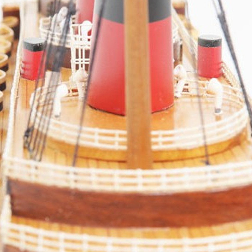 15" Black and Red Normandie Large Boat Hand Painted Decorative Boat