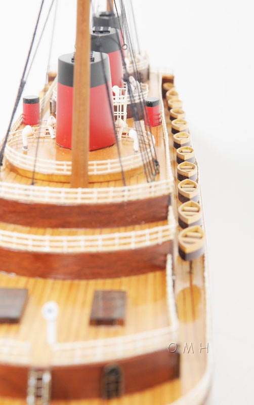 15" Black and Red Normandie Large Boat Hand Painted Decorative Boat