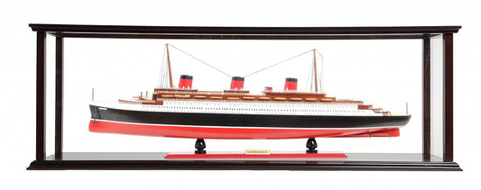 15" Black and Red Normandie Large Hand Painted Decorative Boat with Case