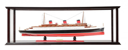 15" Black and Red Normandie Large Hand Painted Decorative Boat with Case