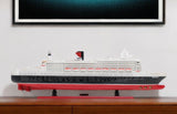 13" Black and Red RMS Queen Mary II Large Boat Hand Painted Decorative Boat - Homeroots