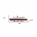 13" Black and Red RMS Queen Mary II Large Boat Hand Painted Decorative Boat - Homeroots - Flyclothing LLC