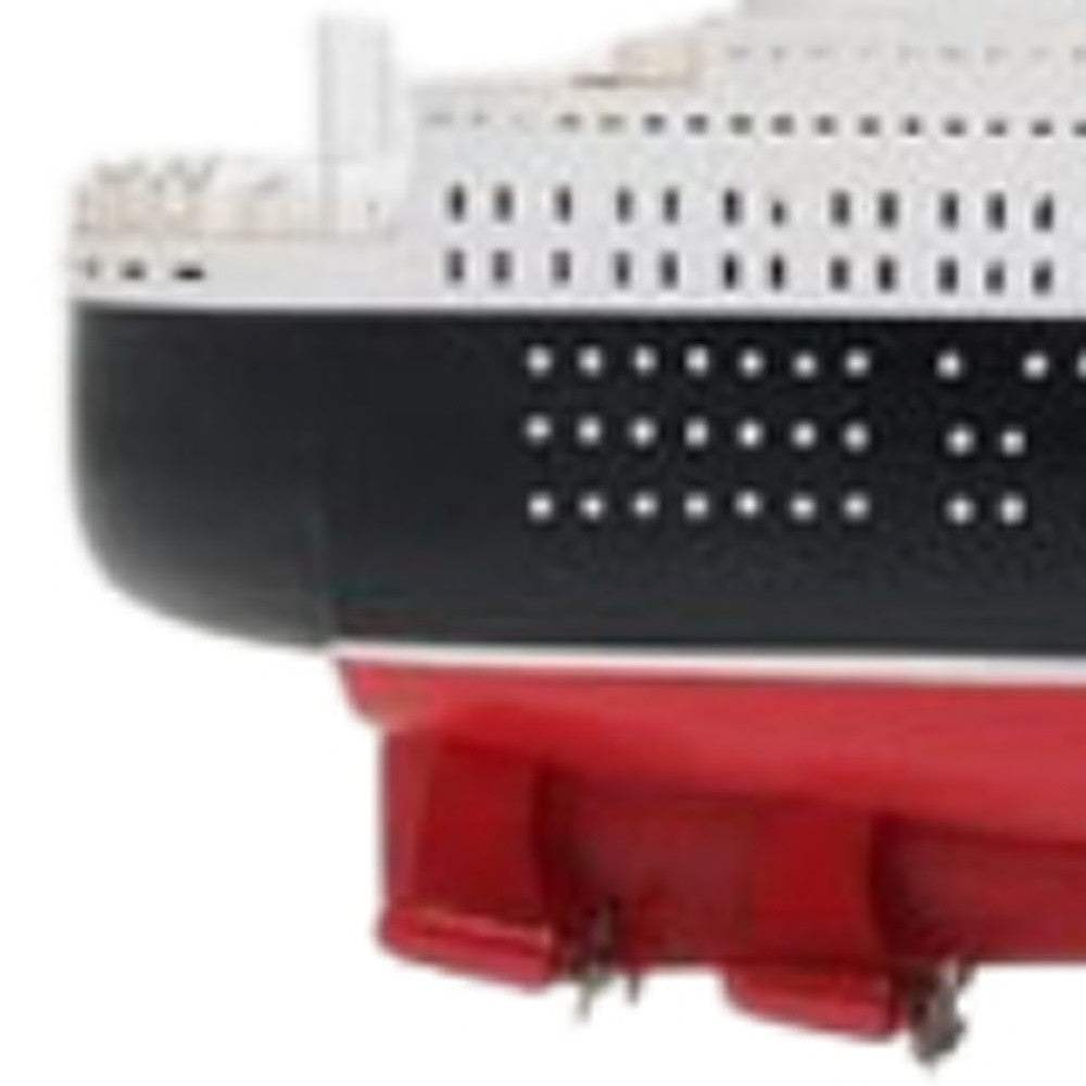13" Black and Red RMS Queen Mary II Large Boat Hand Painted Decorative Boat - Homeroots - Flyclothing LLC