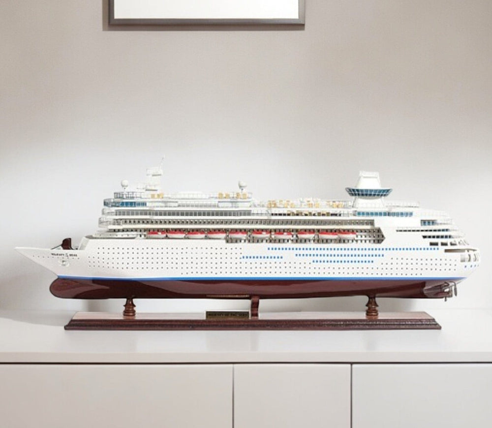 13" Brown and White Majesty of the Seas Boat Hand Painted Decorative Boat - Homeroots - Flyclothing LLC