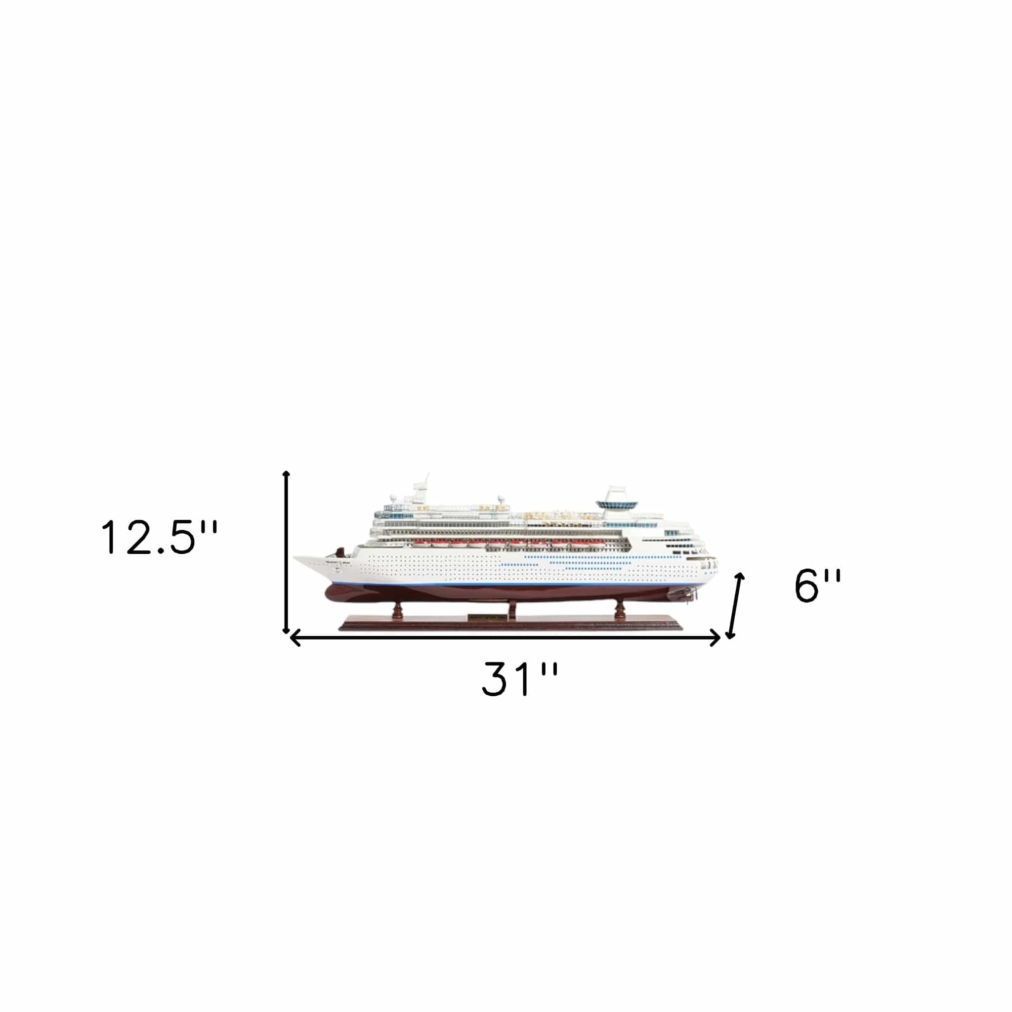 13" Brown and White Majesty of the Seas Boat Hand Painted Decorative Boat - Homeroots - Flyclothing LLC