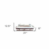 13" Brown and White Majesty of the Seas Boat Hand Painted Decorative Boat - Homeroots - Flyclothing LLC